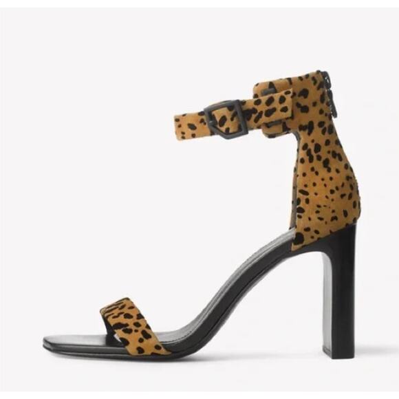 rag & bone Ellis Cheetah Print Animal Print Sandals Block Heel Heels sz 38.5